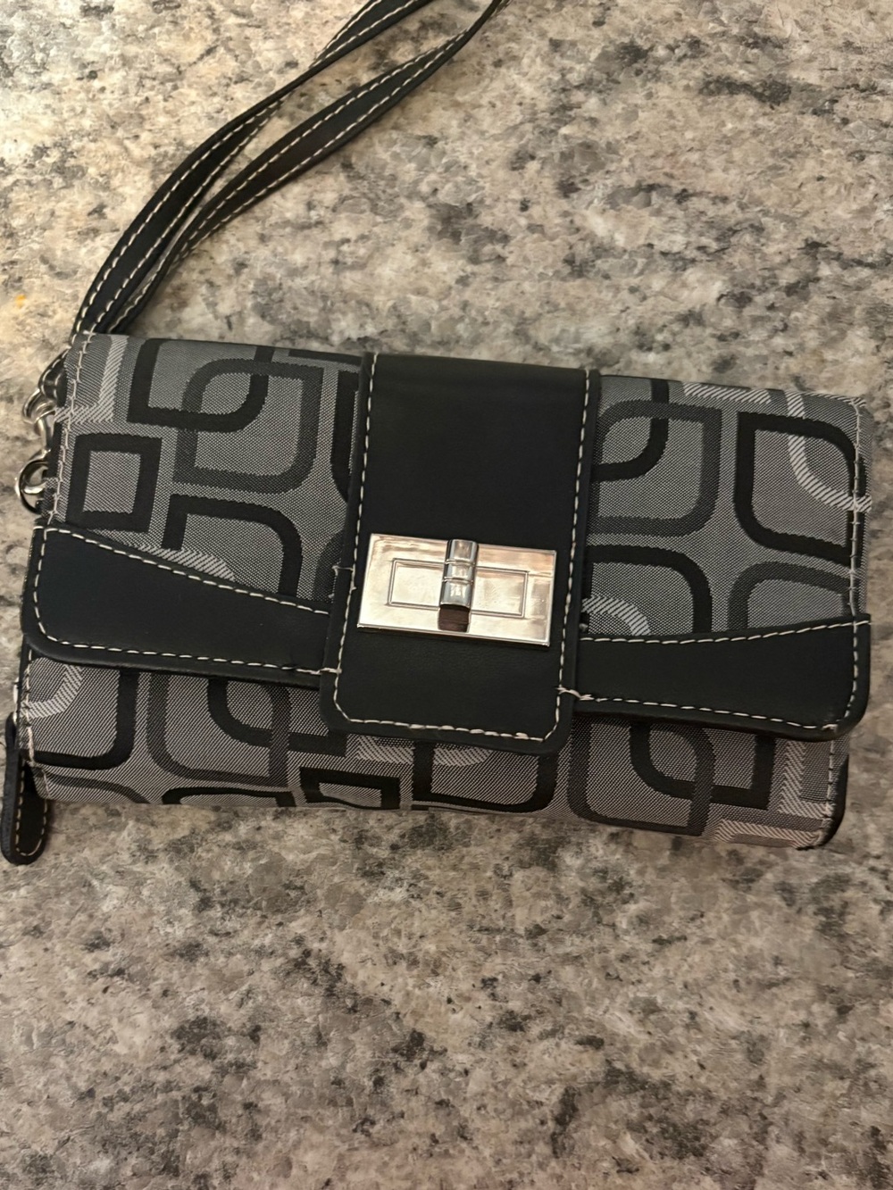 Stylish Gray Patterned Wristlet Wallet